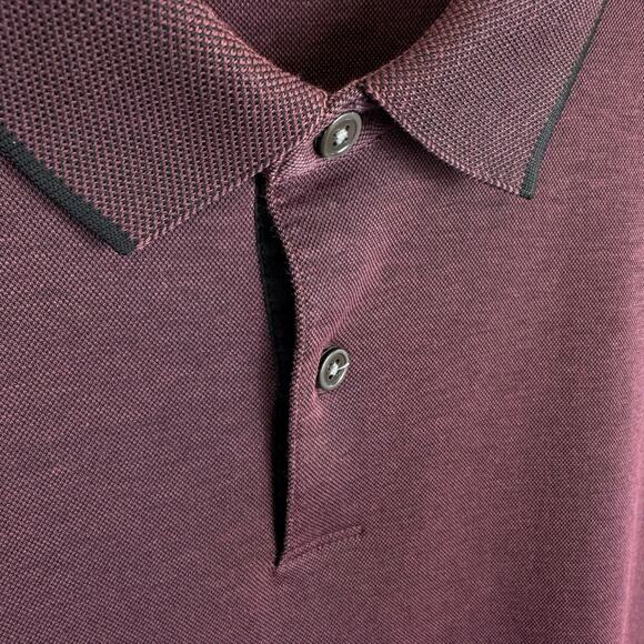Theory Bron Burgundy Pima Cotton Blend Collared Short Sleeve Light Men's Polo M - Picture 3 of 6